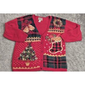 VTG Heirloom Collectibles Cardigan Womens Small Christmas Grandma Knit Sweater